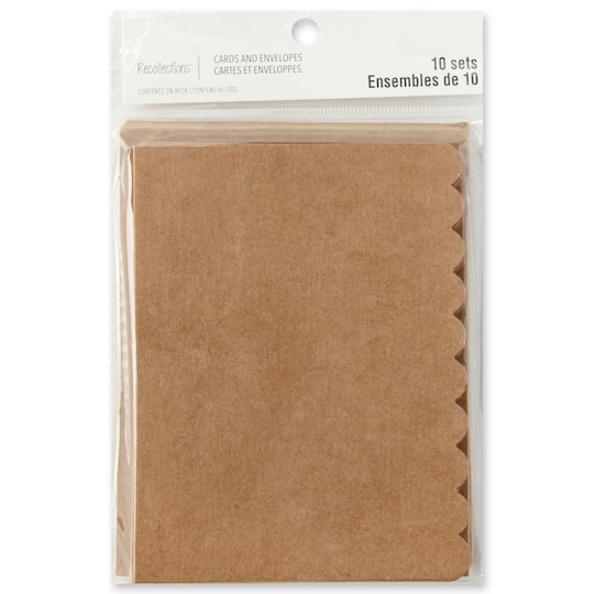 12 Packs: 10 ct. (120 total) 4.25" x 5.5" Kraft Scalloped Folded Cards & Envelopes by Recollections™
